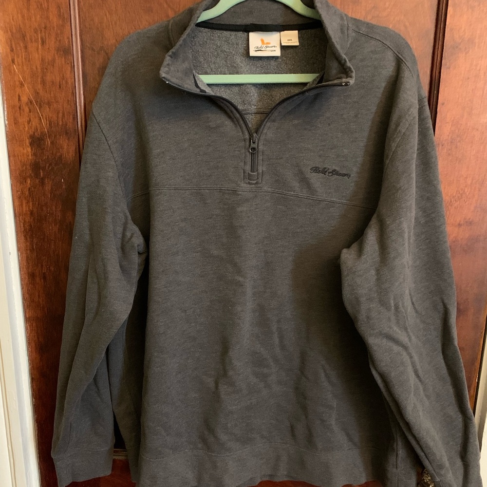 Big and tall.  Field and stream quarter zip pullover.  Gray.